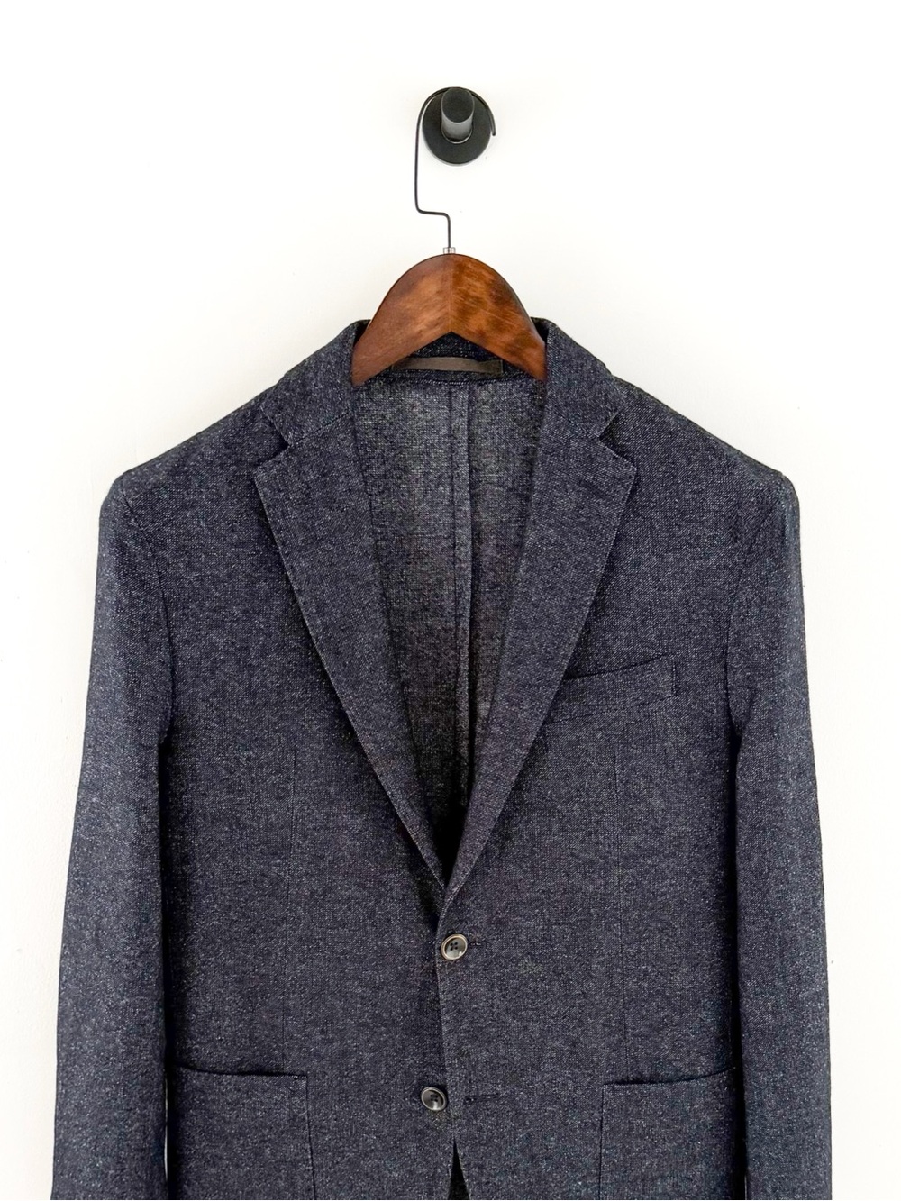 Eleventy Navy Silk Wool-Blend Two-Button Sport Coat Blazer Navy Textured 38R - Picture 5 of 16